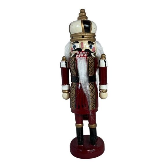 Vintage Christmas King Nutcracker House Decoration Wooden Handmade Painted 8" - Picture 1 of 3